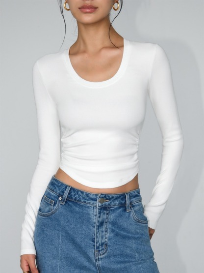 Marle Round Neck Long Sleeve Top-The Black Bow-