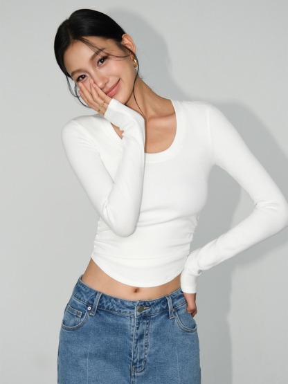 Marle Round Neck Long Sleeve Top-The Black Bow-