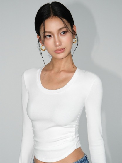 Marle Round Neck Long Sleeve Top-The Black Bow-