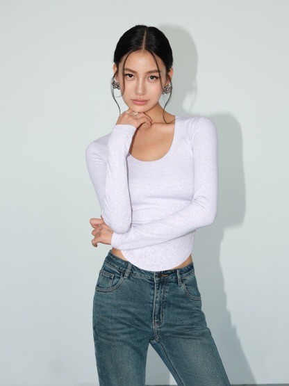 Marle Round Neck Long Sleeve Top-The Black Bow-