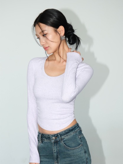 Marle Round Neck Long Sleeve Top-The Black Bow-