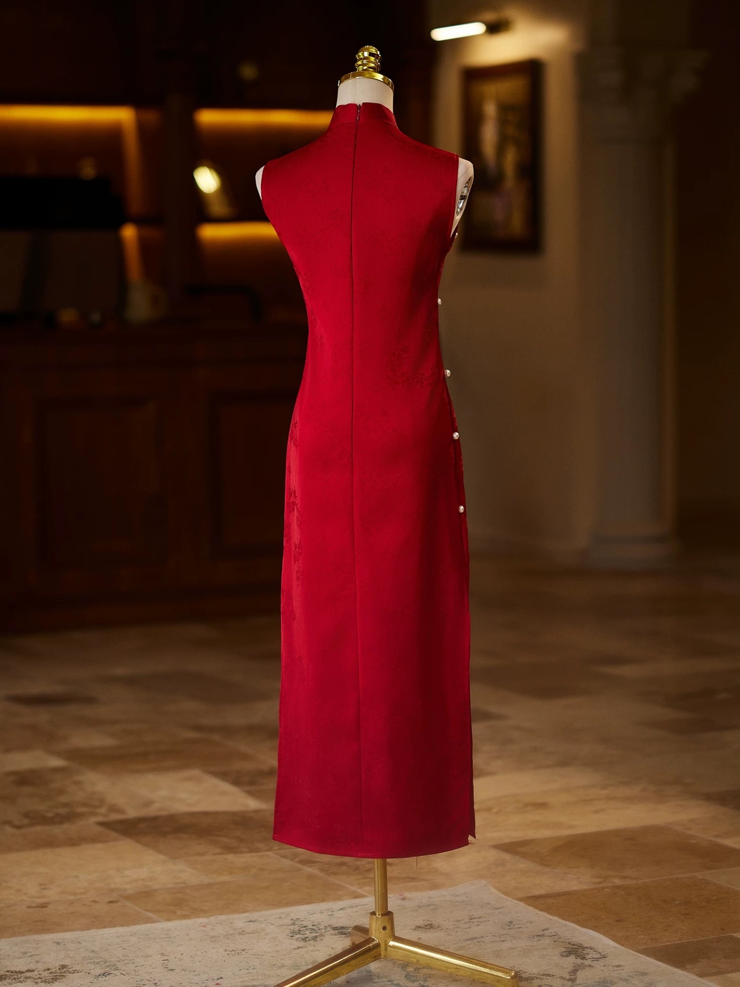 Ya Ju Sleeveless Jacquard Cheongsam-The Black Bow-