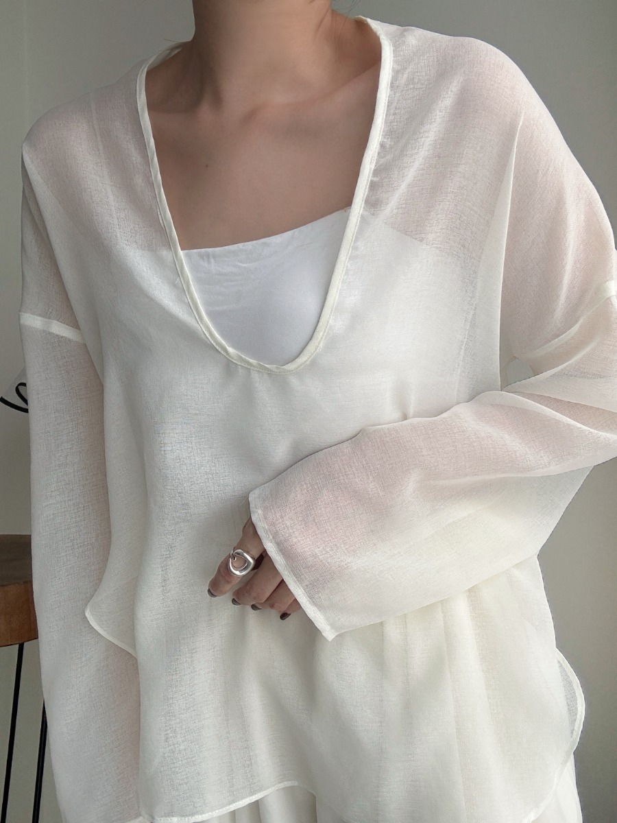 Viori Sheer Linen Top-The Black Bow-