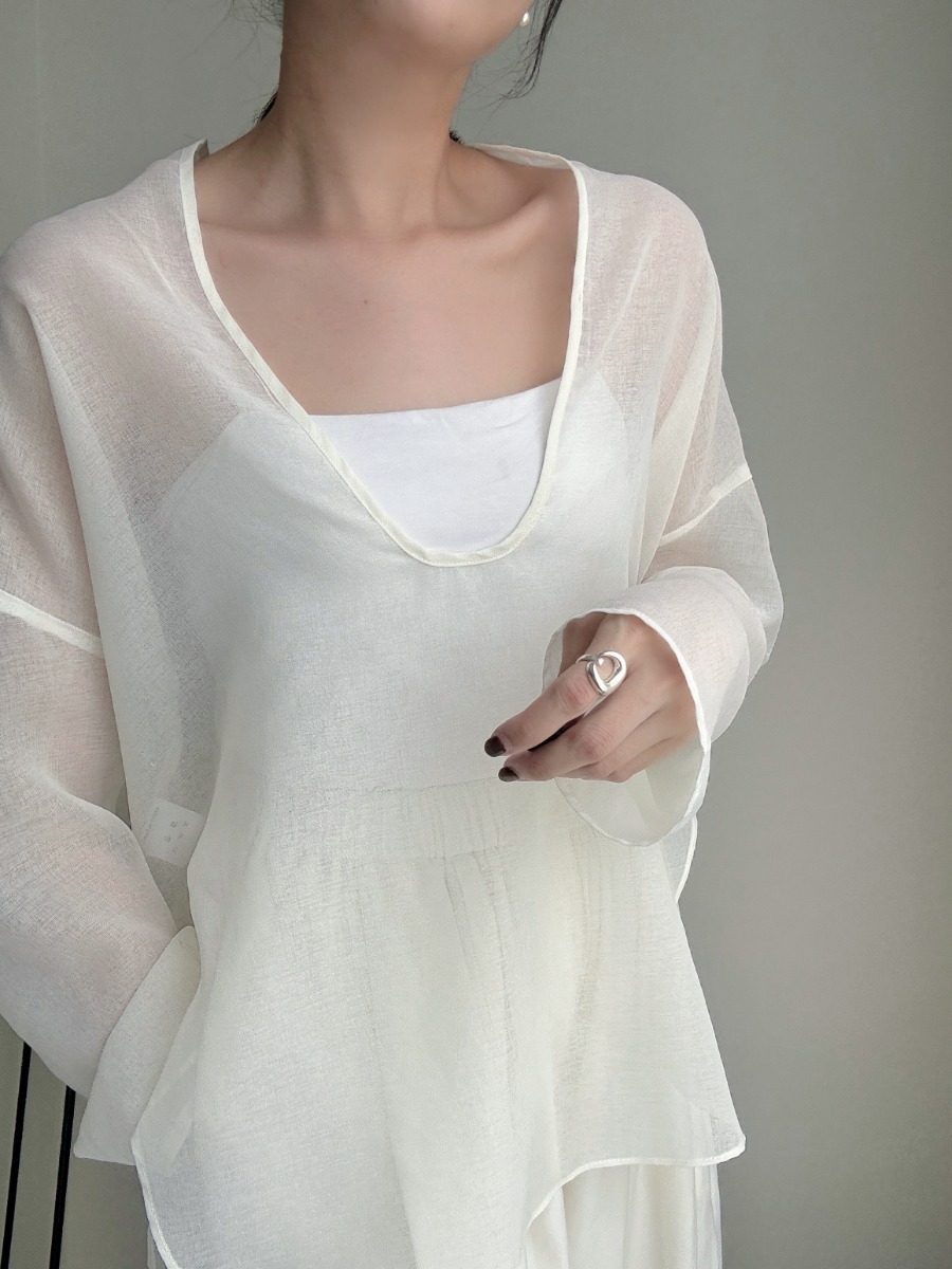 Viori Sheer Linen Top-The Black Bow-