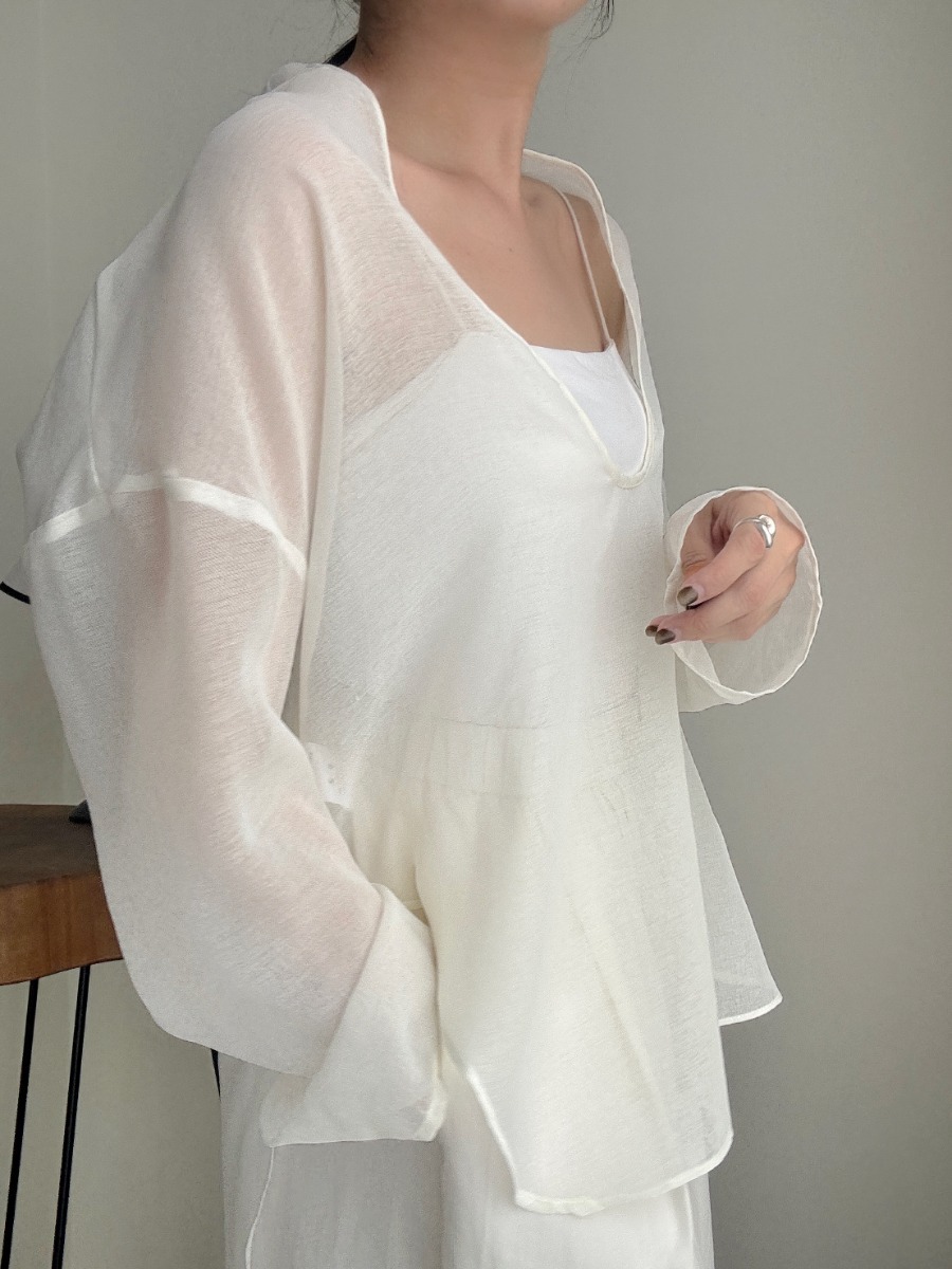 Viori Sheer Linen Top-The Black Bow-