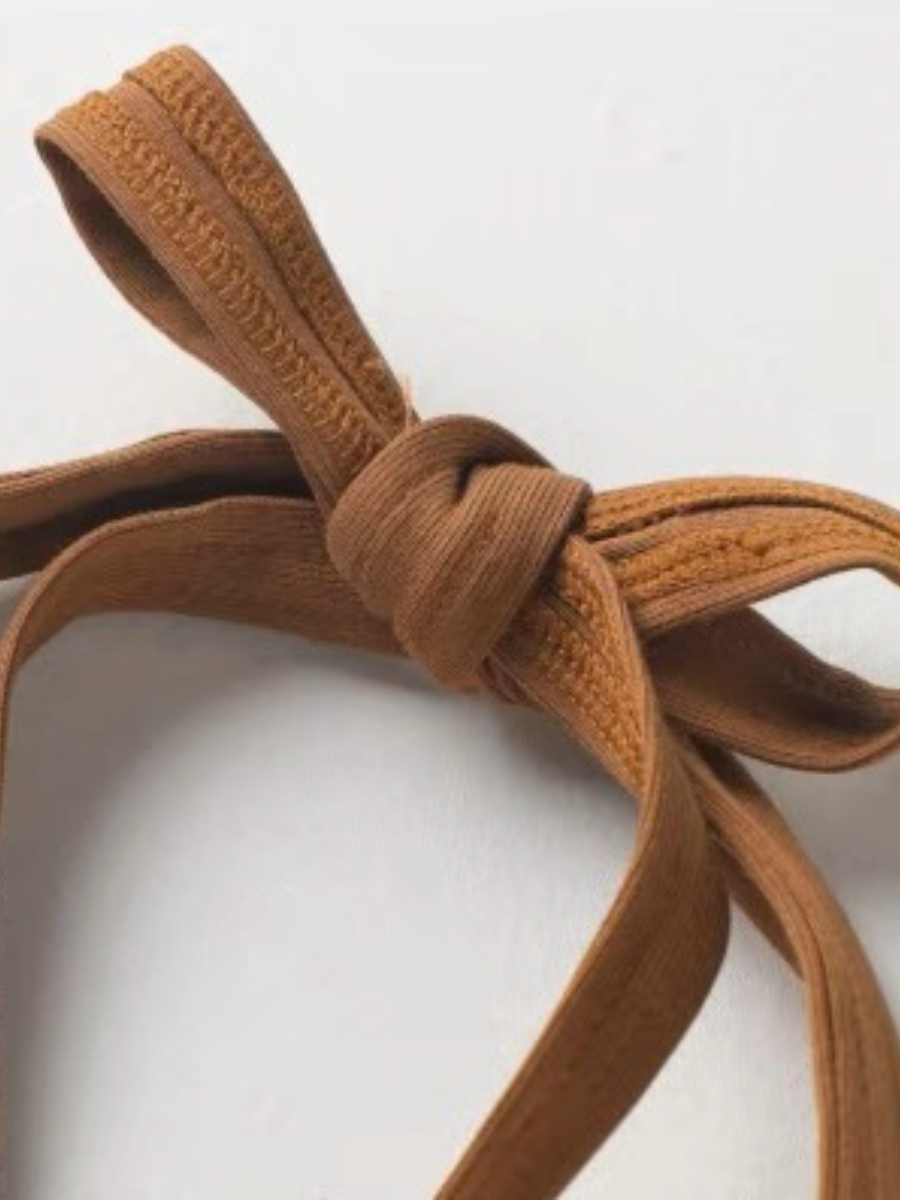 Jalyna Halter Neck Tie Padded Knit Cropped Top-The Black Bow-