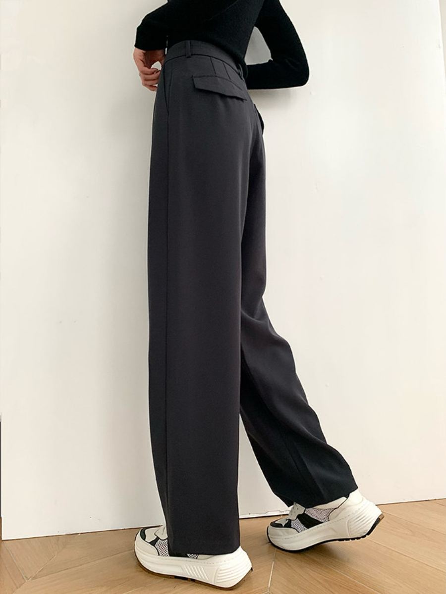 Jeana Straight Leg Pants (Discounted-S Size)-The Black Bow-