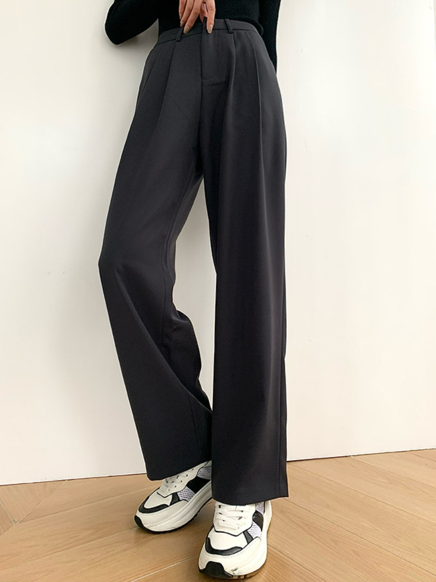 Jeana Straight Leg Pants (Discounted-S Size)-The Black Bow-