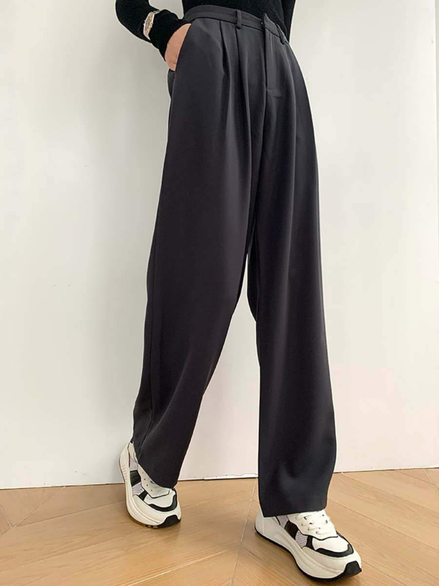 Jeana Straight Leg Pants (Discounted-S Size)-The Black Bow-