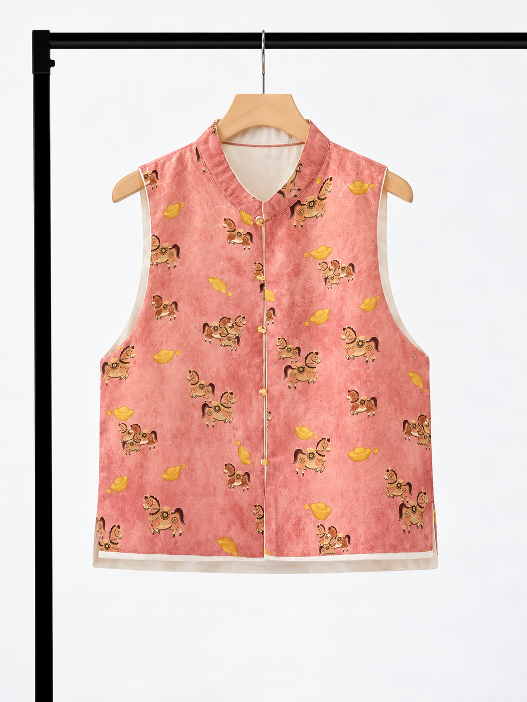 Yan Mang Reversible Phoenix-Embroidered Silk Oriental Vest