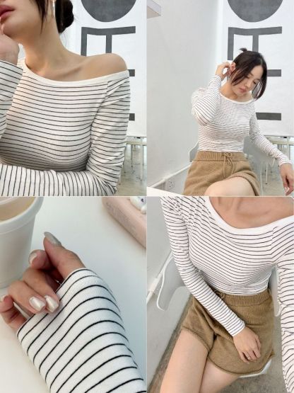 Fatyn One Shoulder Stripe Top