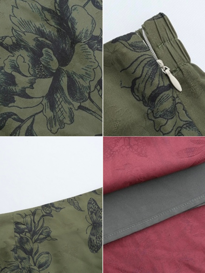 Fang Ye Oriental Printing A-Line Skirt-The Black Bow-