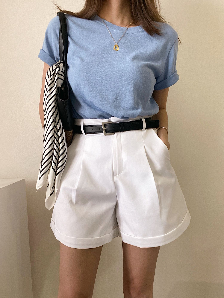 Eugene High Waisted Shorts (With Belt)-The Black Bow-