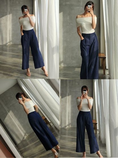 Solange Denim Blue Culottes (Discounted-S, M, L size)-The Black Bow-