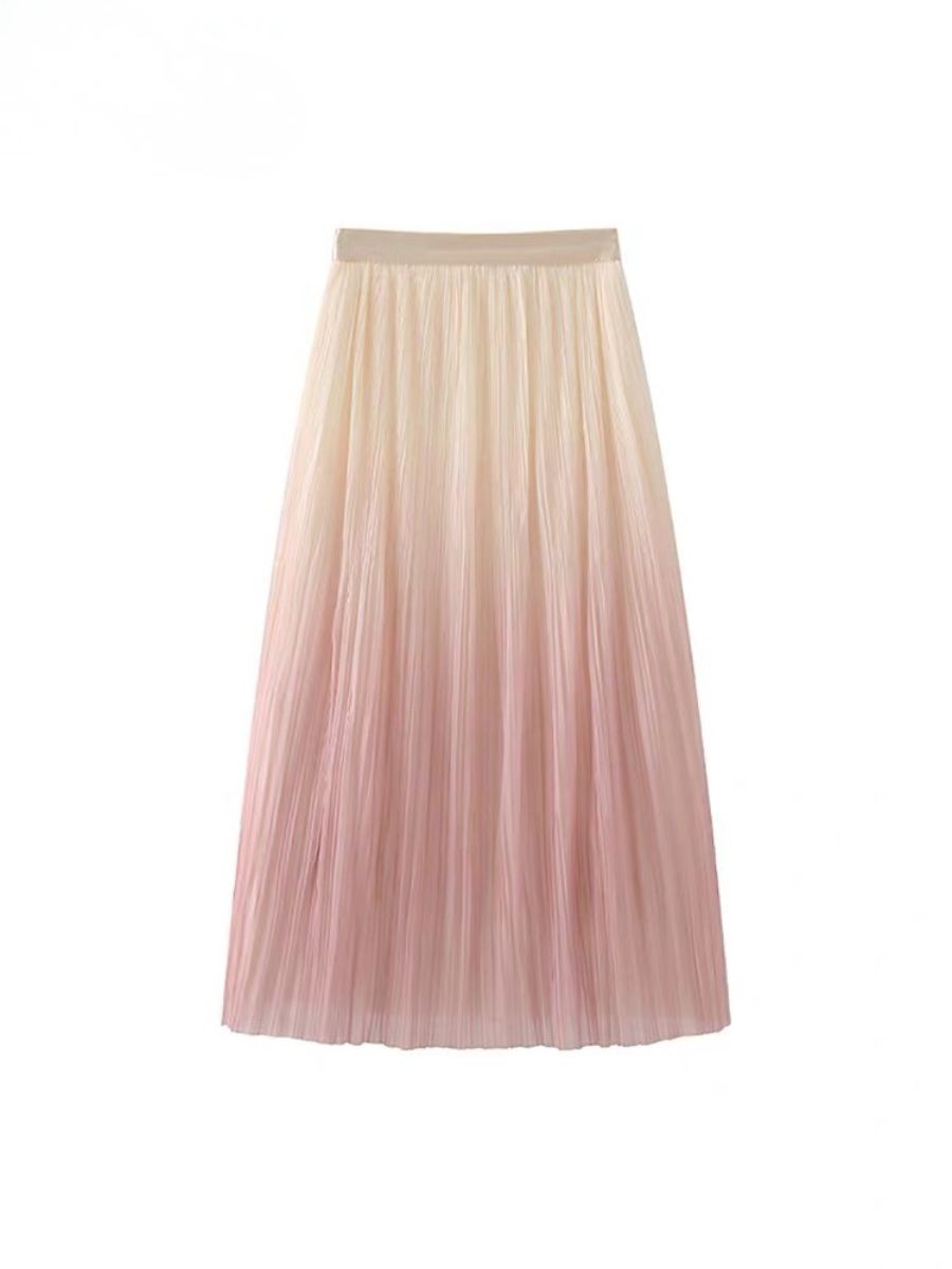 Shuang Chu Gradient Pleated Mesh Skirt