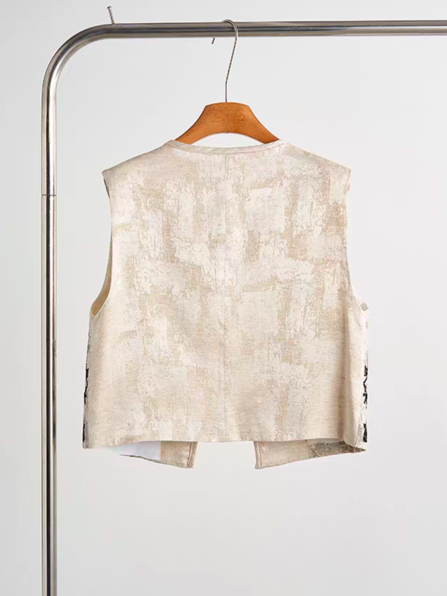 Hei Er Beaded Oriental Vest with Shoulder Padding-The Black Bow-