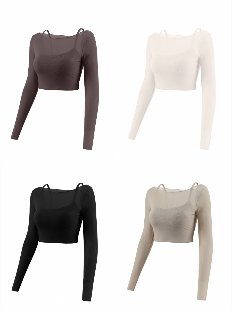Sophiee Sheer Mesh Panel Active Top 