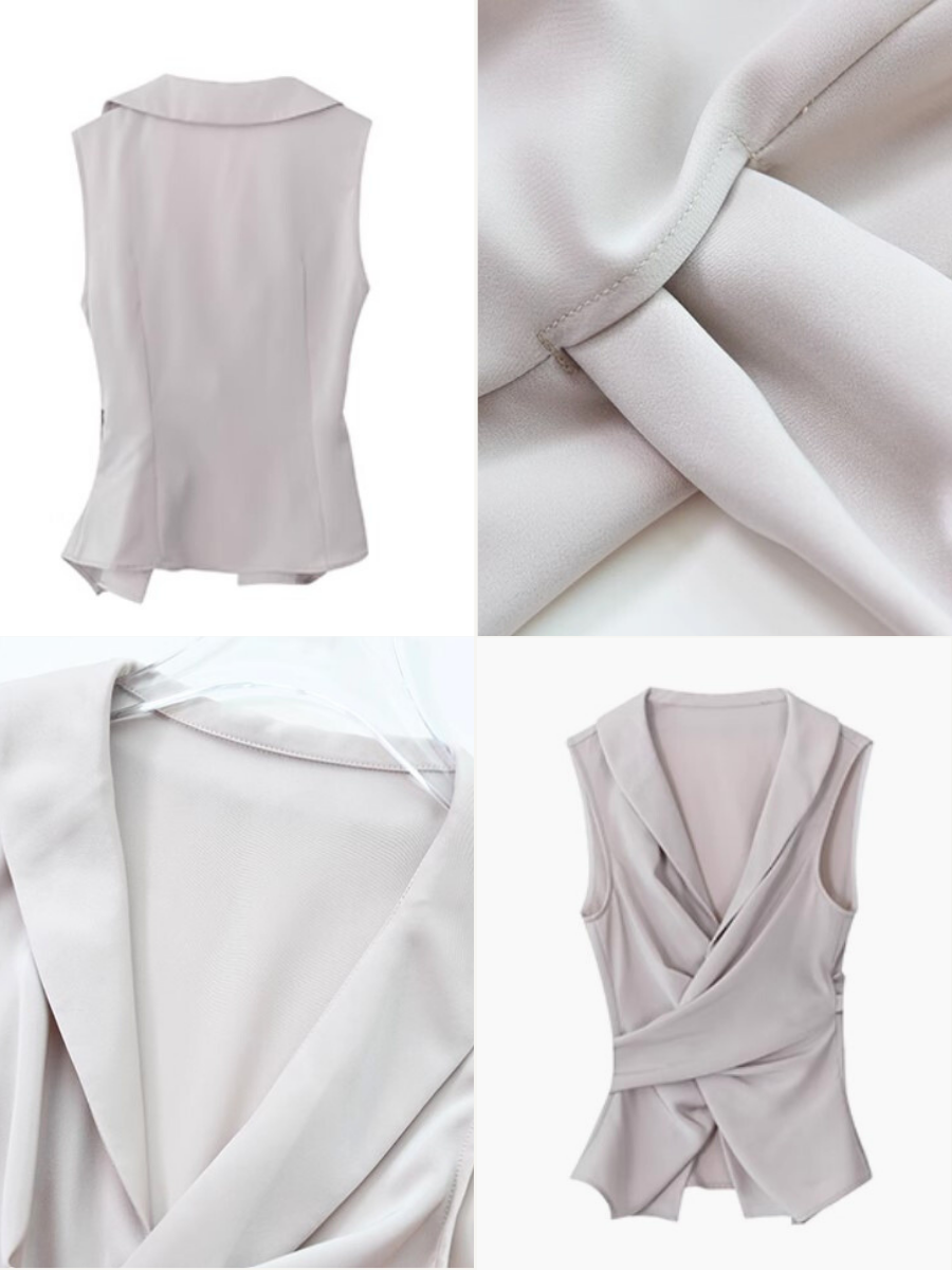 Xhury Shawl Collar Tie Up Vest