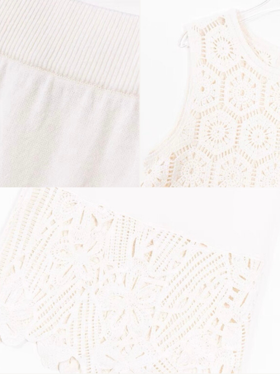 Xaviera Crochet Sleeveless Top & Skirt