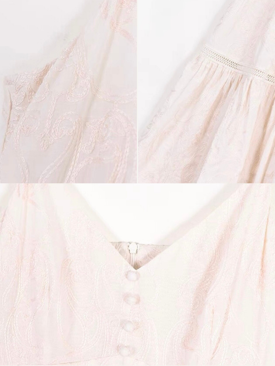 Xitalic Layered Graceful Embroided Flare Cami Dress-The Black Bow