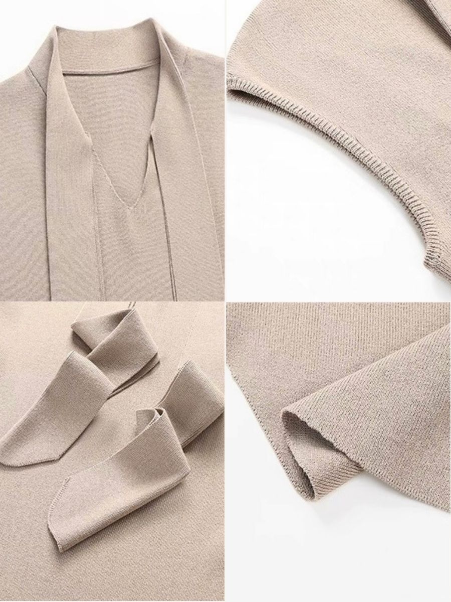 Keyra Neck Tie Cap Sleeves Knit Top