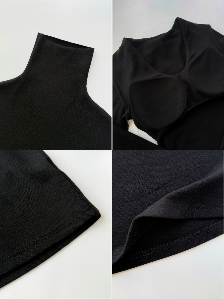 Zaaya Two Way Round Neck/ High Neck Padded Knit Dress