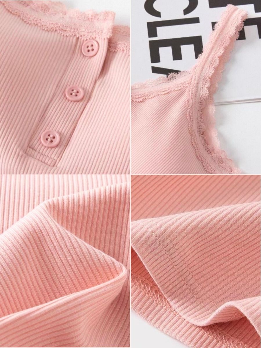 Uliana Lace Trim Button Padded Top