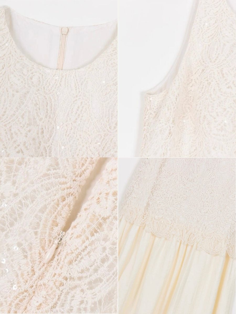 Mariela Lace Trim Round Neck Dress