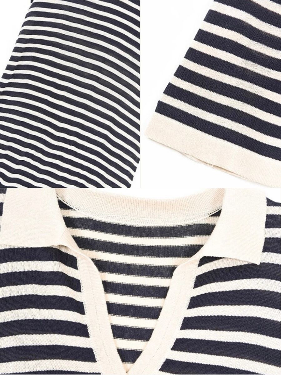 Mercer V-Collar Stripe Linen Dress