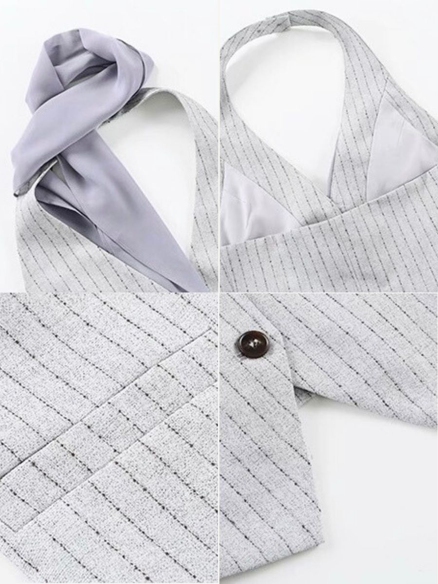 Wylda Pinstripe Halter Waistcoat with Scarf
