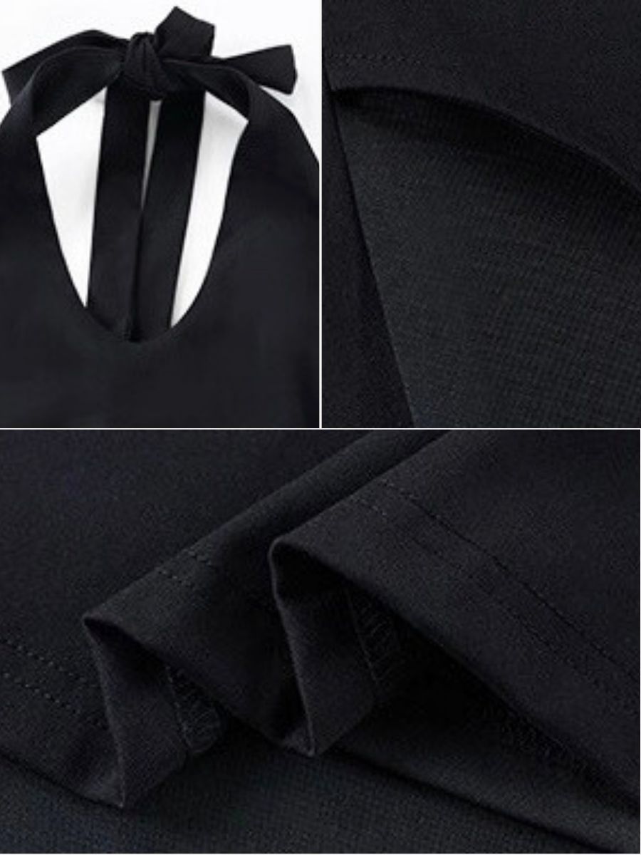 Alicia V-Neck High Slit Tie Back Knit Dress