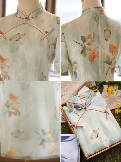 Ci Feng Mid Sleeve Floral Cheongsam
