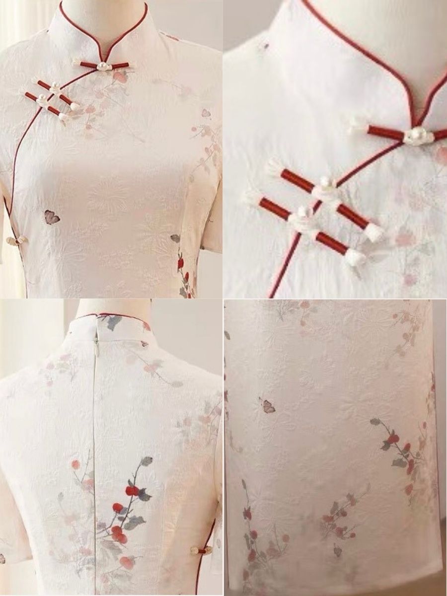 Ci Ke Flounce Sleeve Floral Cheongsam