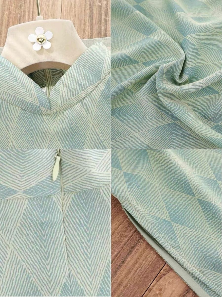 Ci Lu Diamond Shape Printing Sleeveless Cheongsam