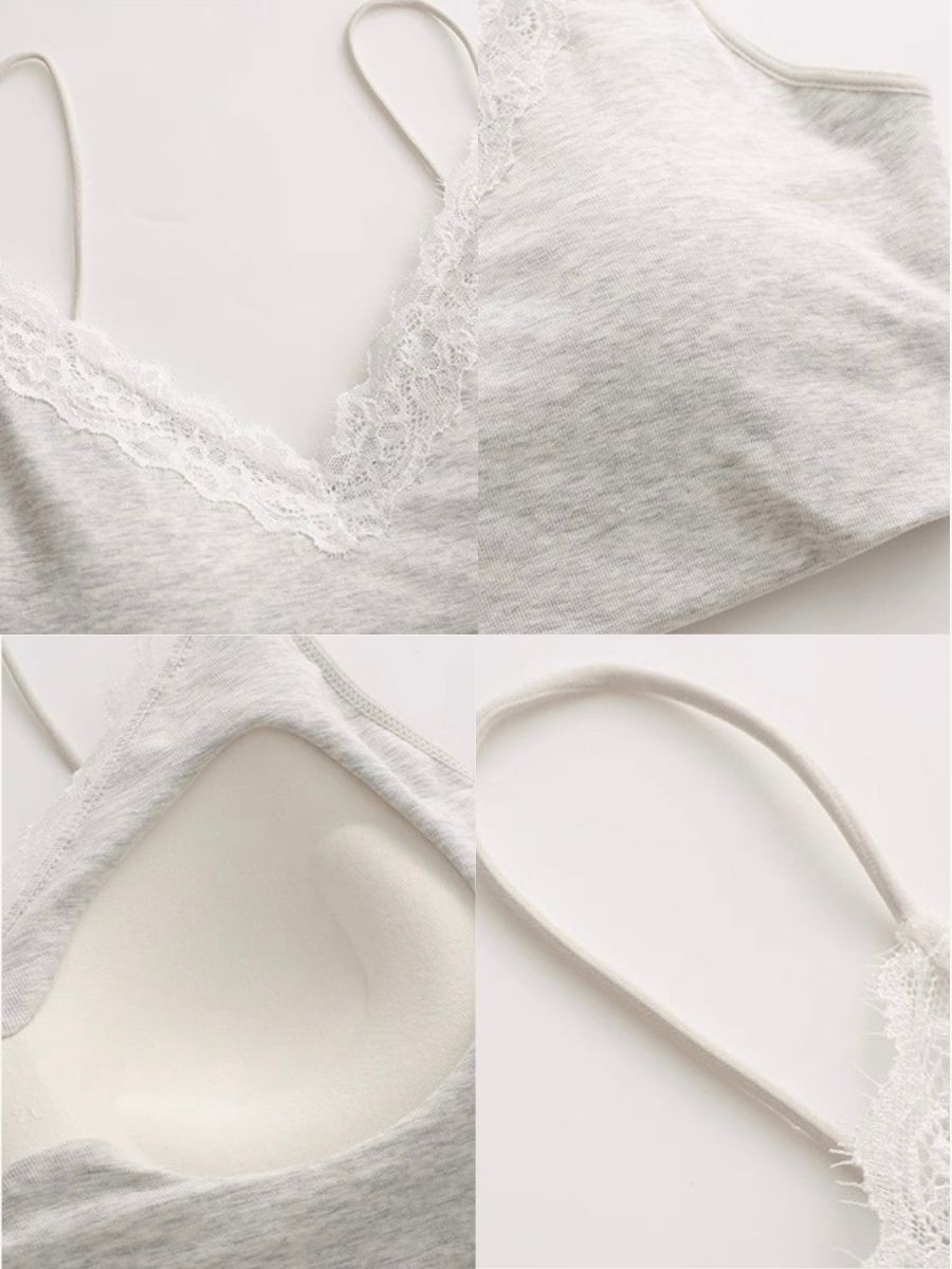 Ley Lacey Trim Padded Crop Top