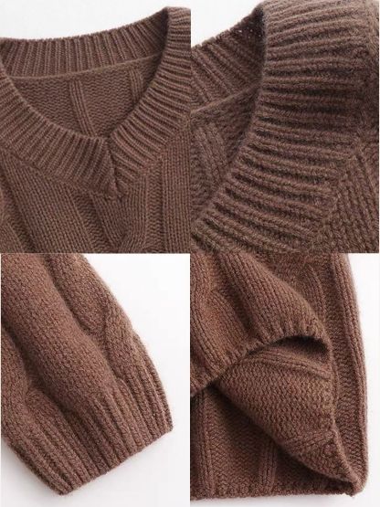 Lennon V-Neck Twisted Knit Sweater