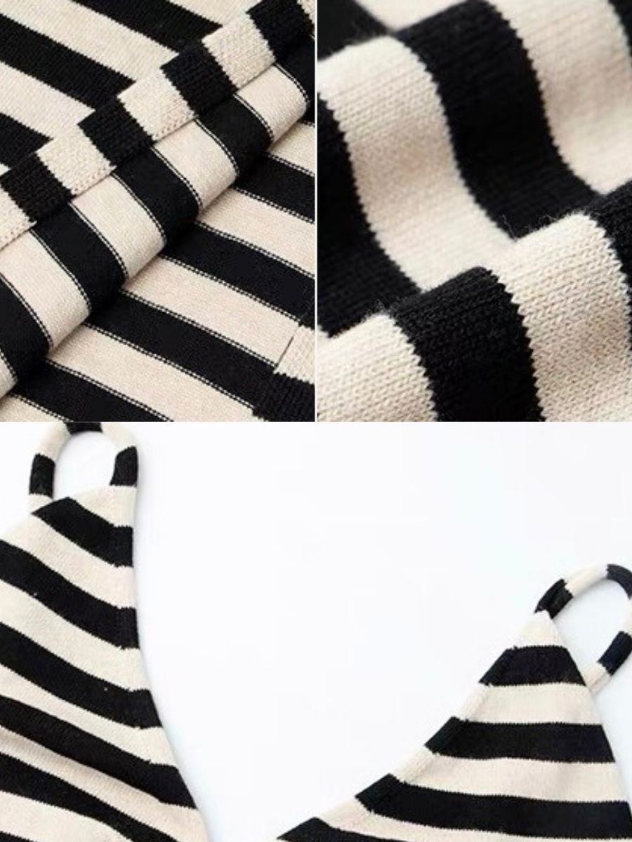 Della V-Neck Body Con Stripe Dress