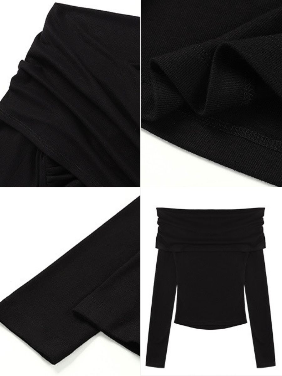 Barley Off Shoulder Long Sleeve Top-The Black Bow-