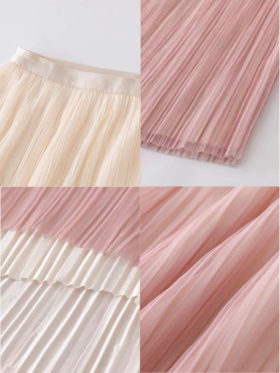 Shuang Chu Gradient Pleated Mesh Skirt