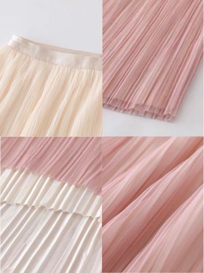Shuang Chu Gradient Pleated Mesh Skirt