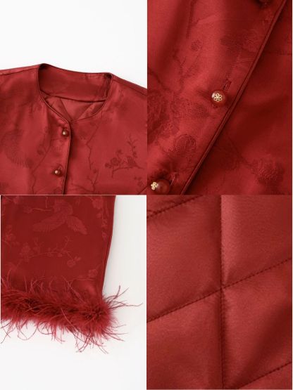 Shuang He Feather Trim Oriental Vest