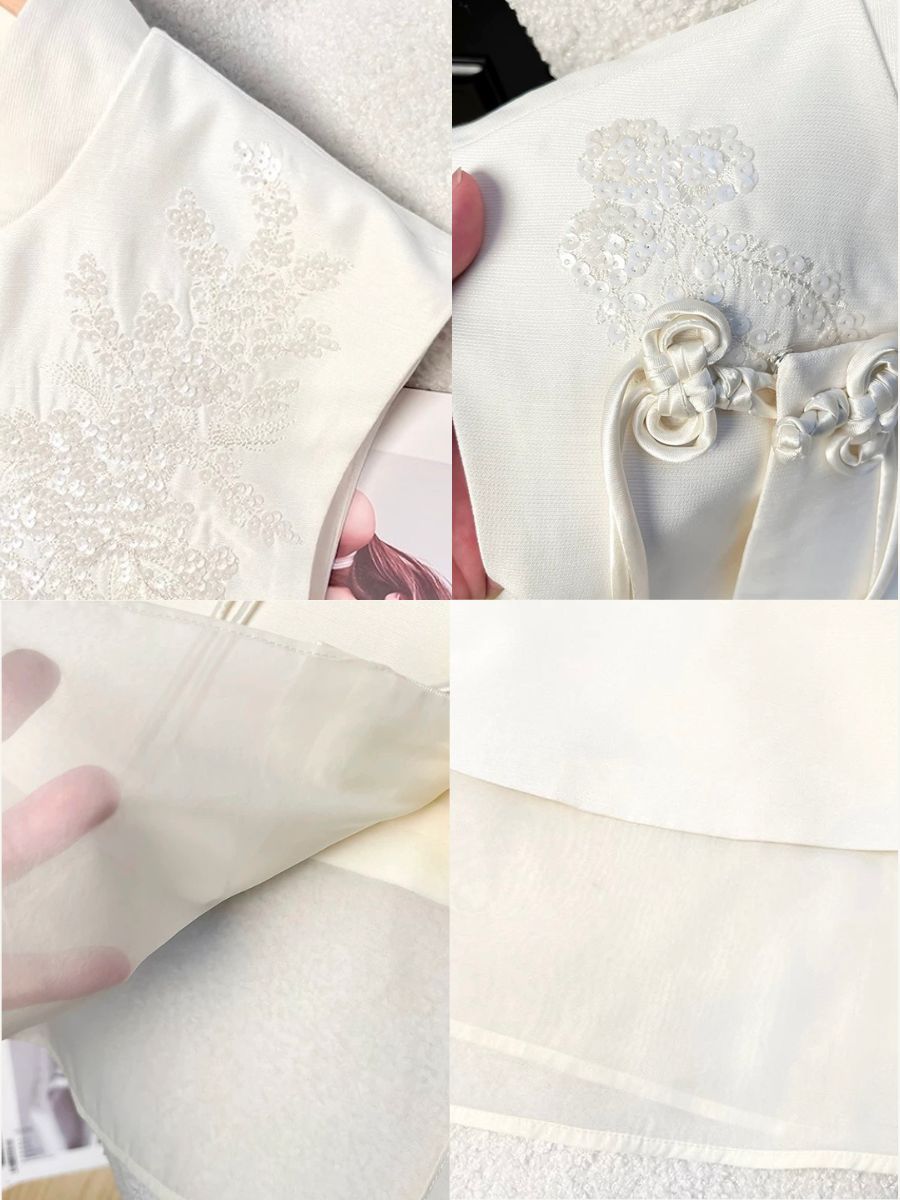 Shuang Qu Organza Paneling Sequin Oriental Vest