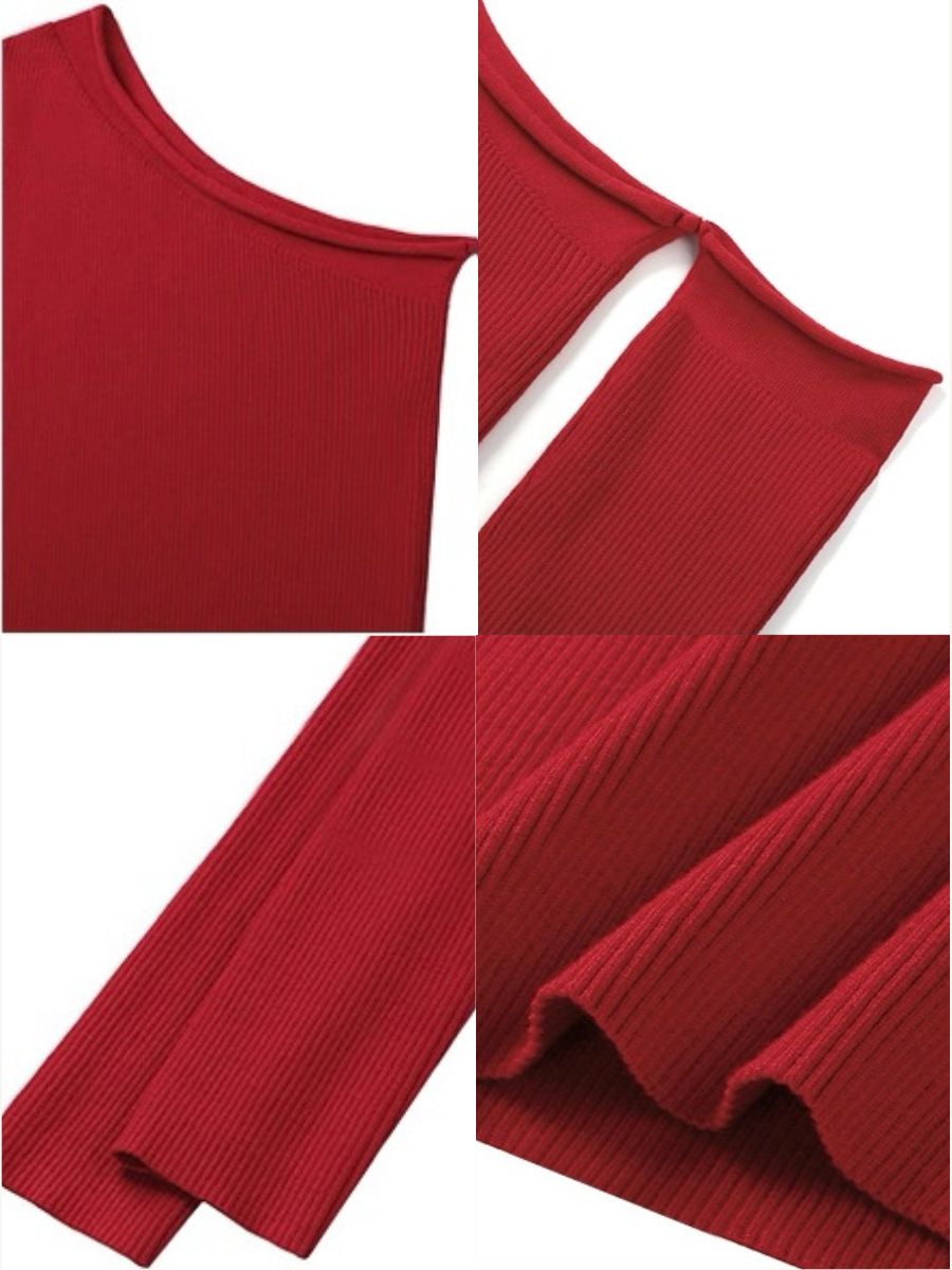 Liammy Asymmetric Neckline Knit Top