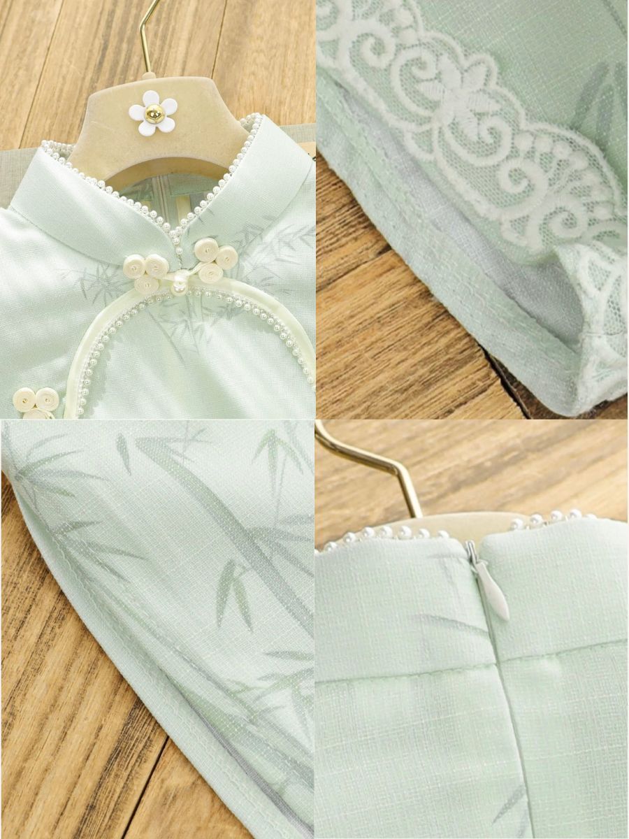 Shuang Ru Bamboo Printing Cheongsam