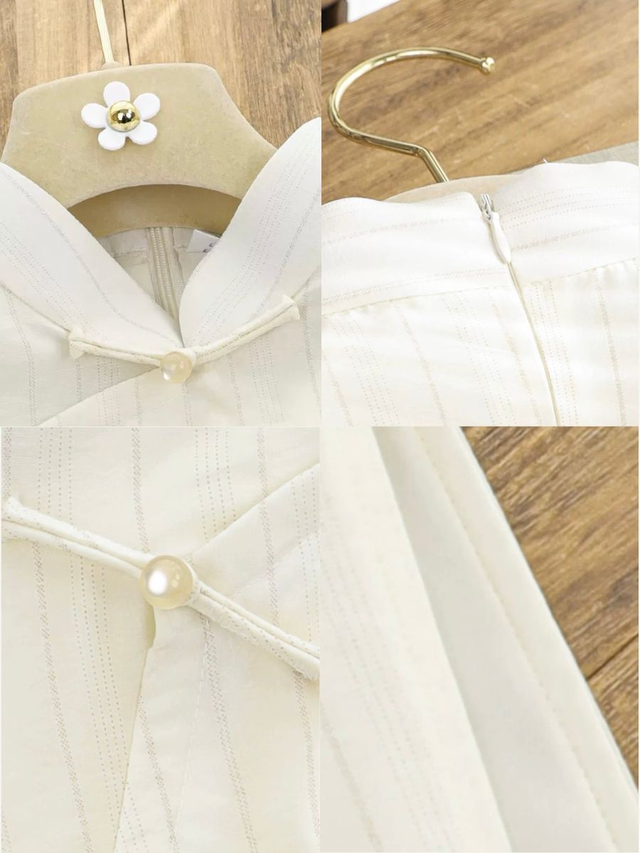 Shuang Yu Stripe Cheongsam