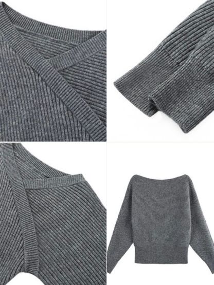 Berte V-Collar Knit Top-The Black Bow-