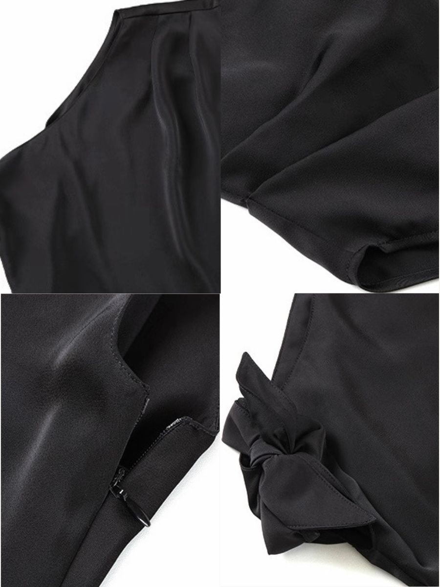 Francine One Shoulder Knot Tie Satin Top