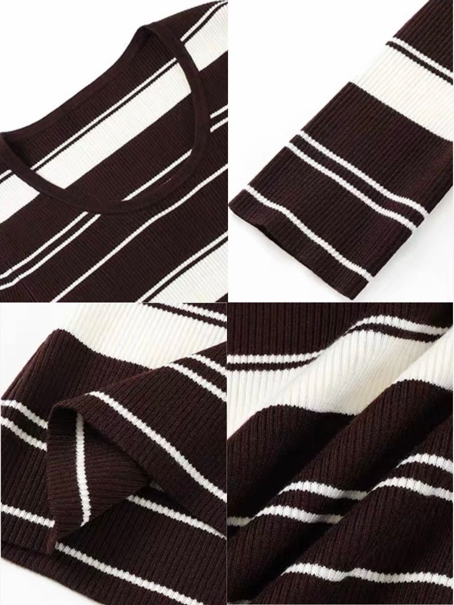 Frances Scoop Neck Classic Stripe Knit Top