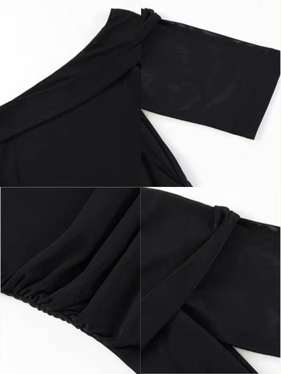 Flynn One Shoulder Mesh Sleeve Top