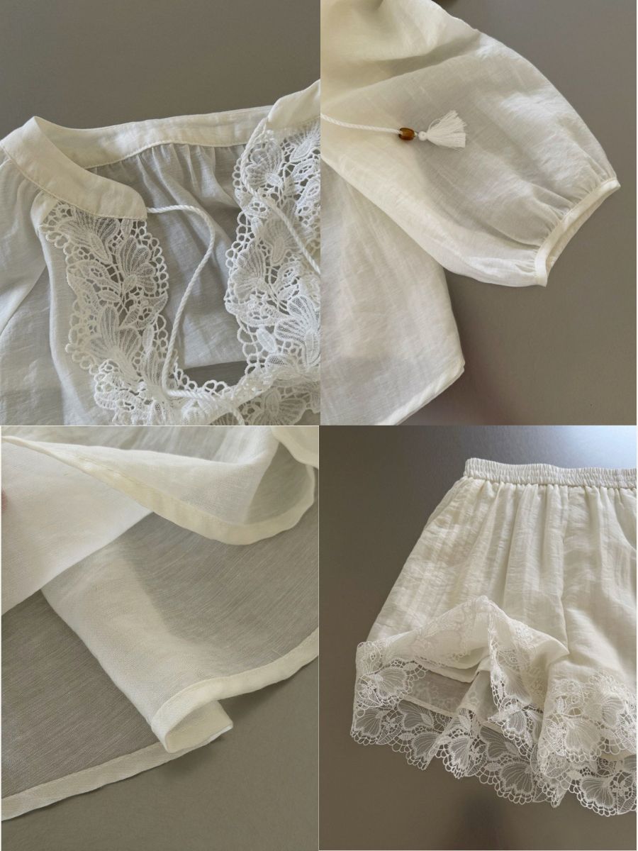 Perry Tencey Blend Lacey Trim Top & Shorts Set